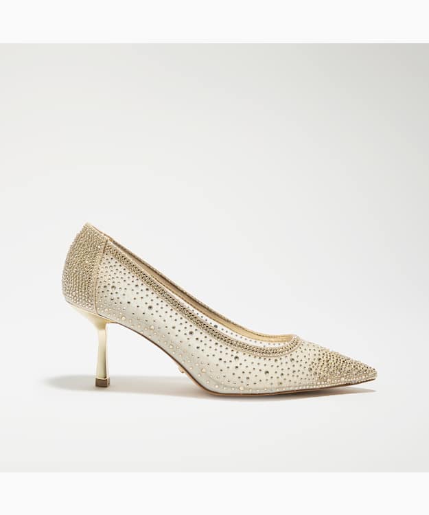 Brivelle Gold - Mesh Embellished Court Shoes