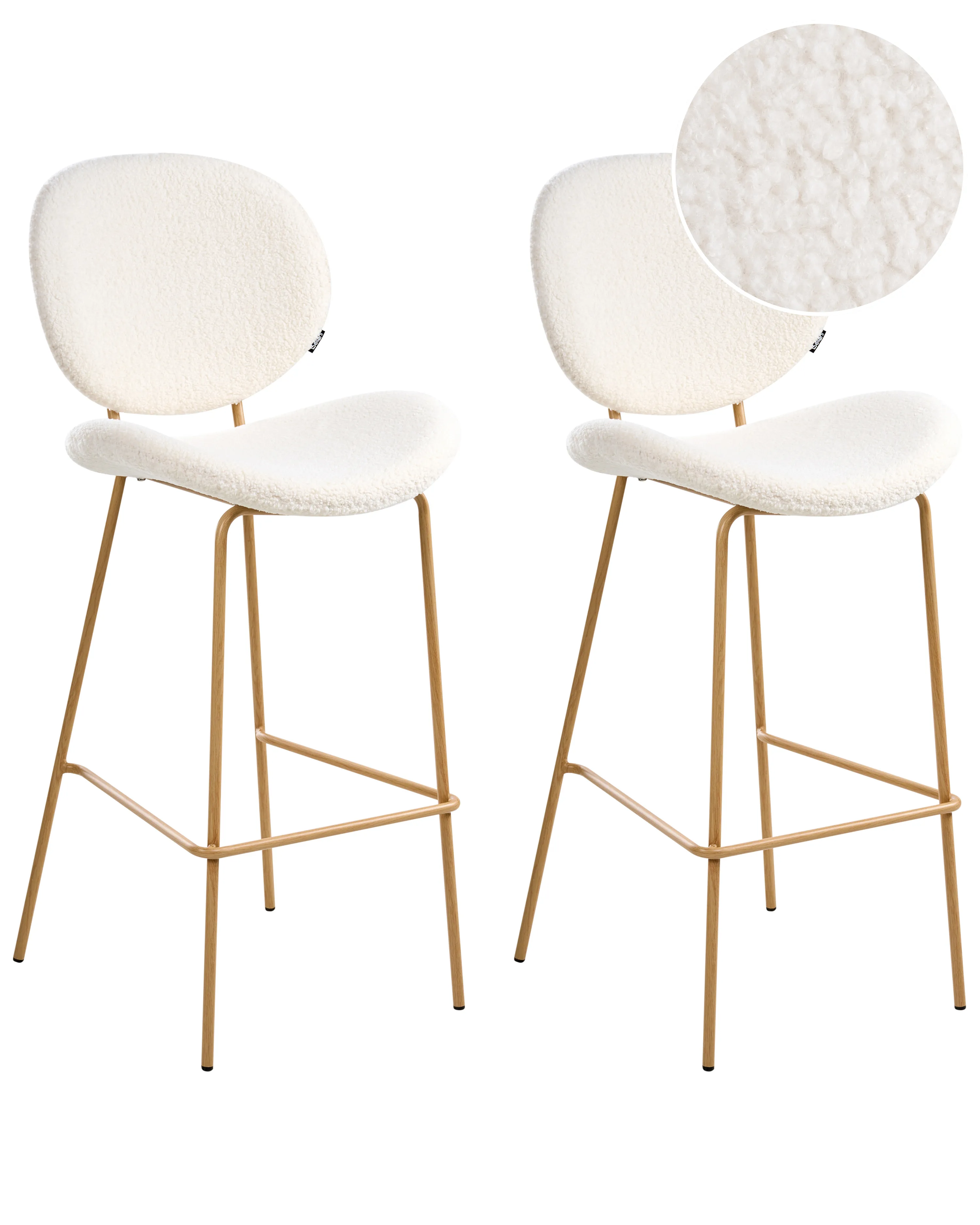 Set of 2 Bar Chairs LUANA Boucle White