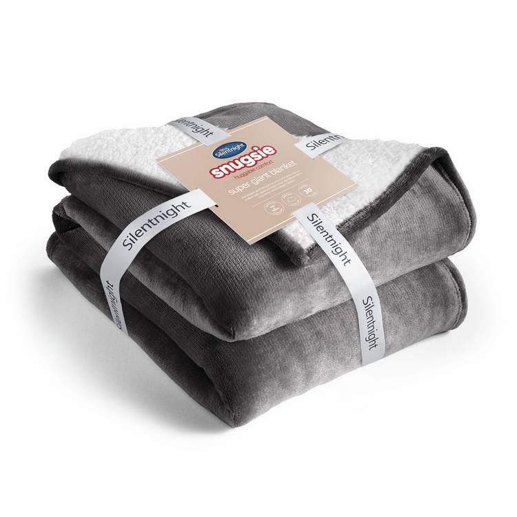 Silentnight Snugsie Teddy Fleece Giant Blanket - Charcoal