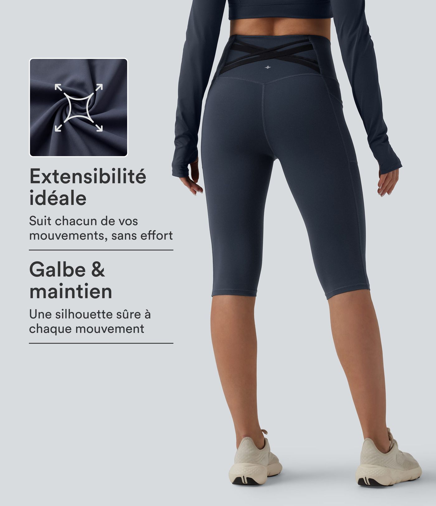 Halara Ultrasculpt™ Legging de running corsaire gainant taille haute dos croisé avec poches