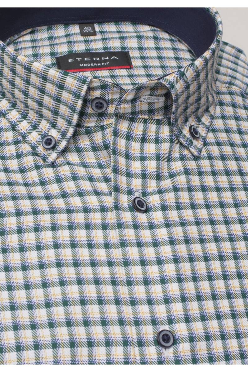 ETERNA Modern Fit Hemd grün/gelb, Kariert