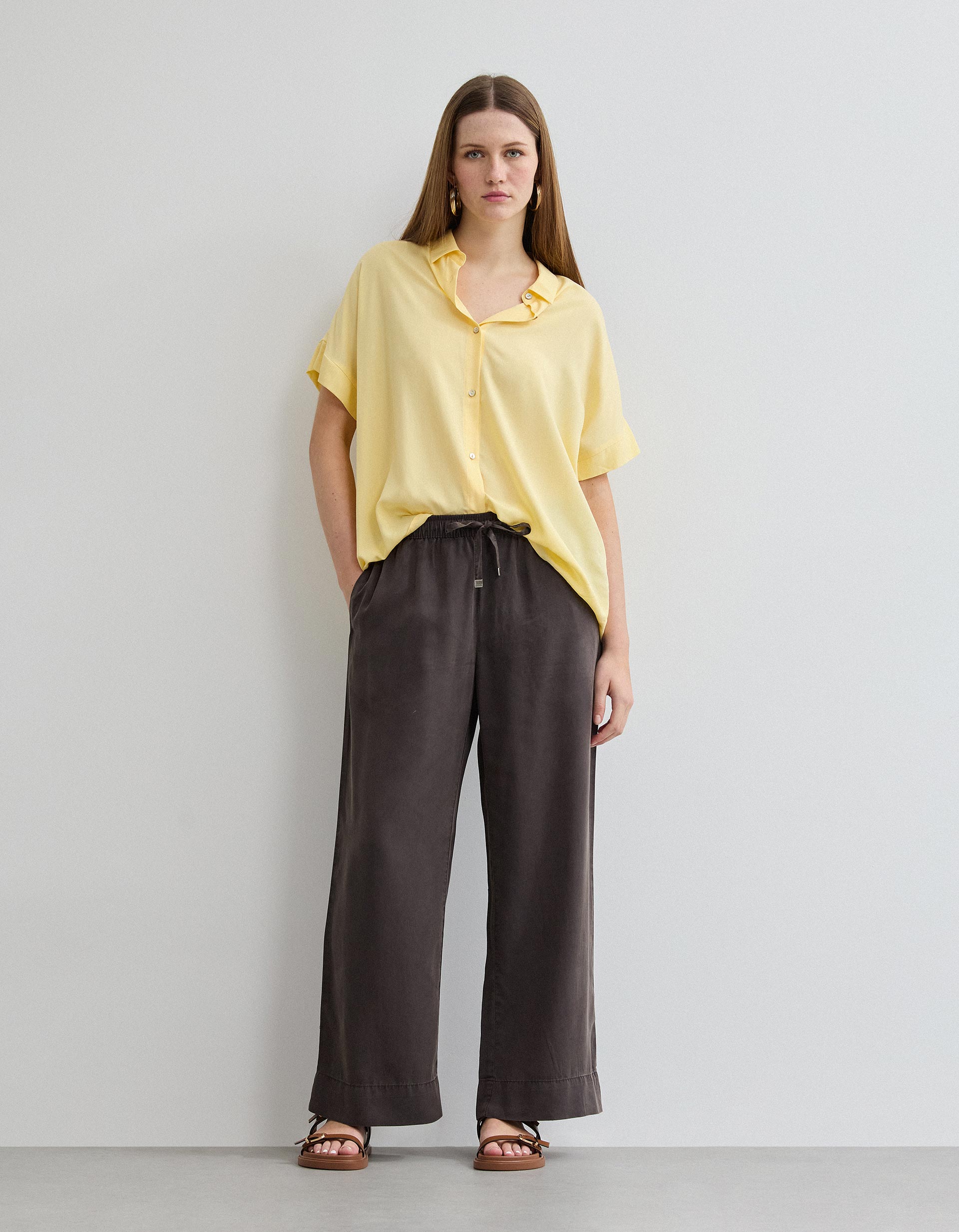Calças Liocel, Mulher, Cinzento Escuro
