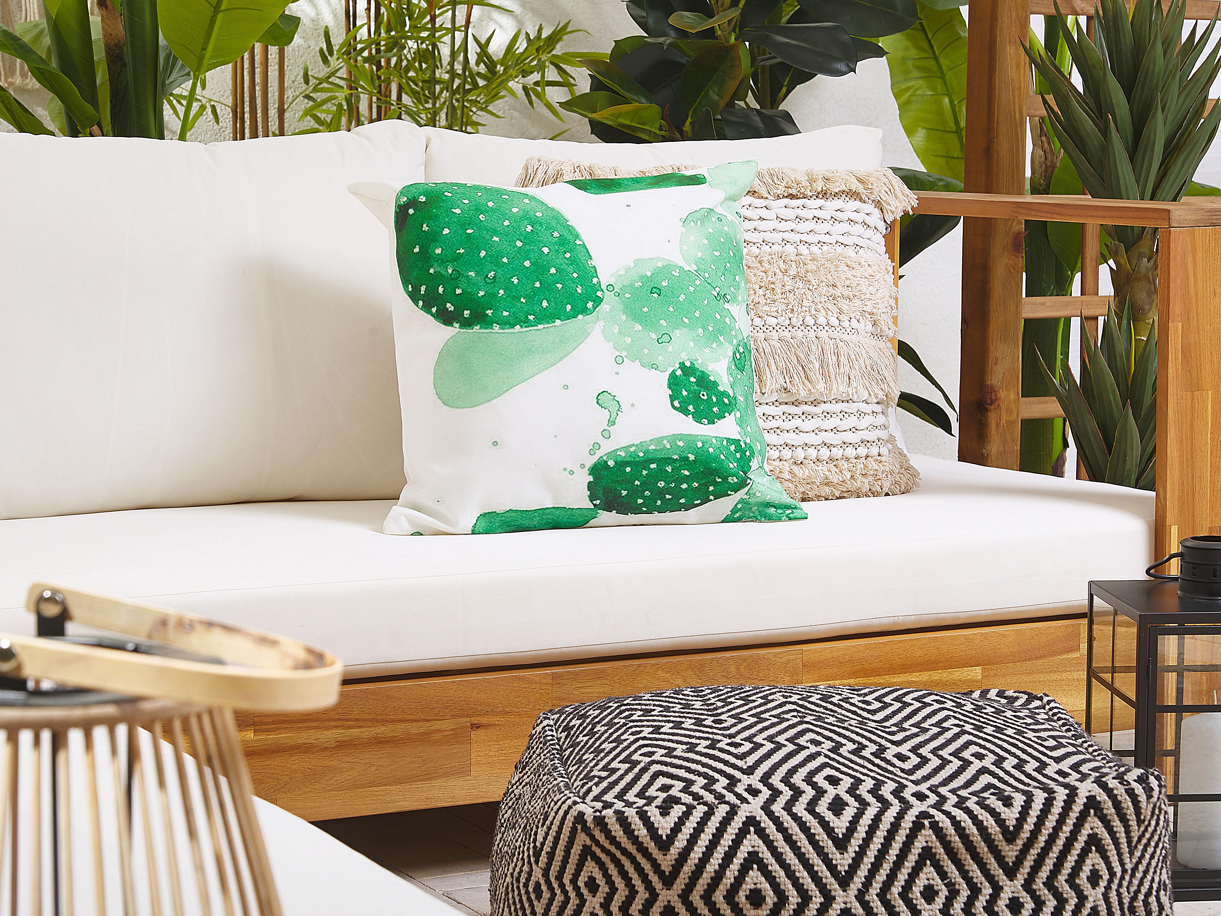 Set of 2 Outdoor Cushions OSTINA Plant Pattern 45 x 45 cm Green
