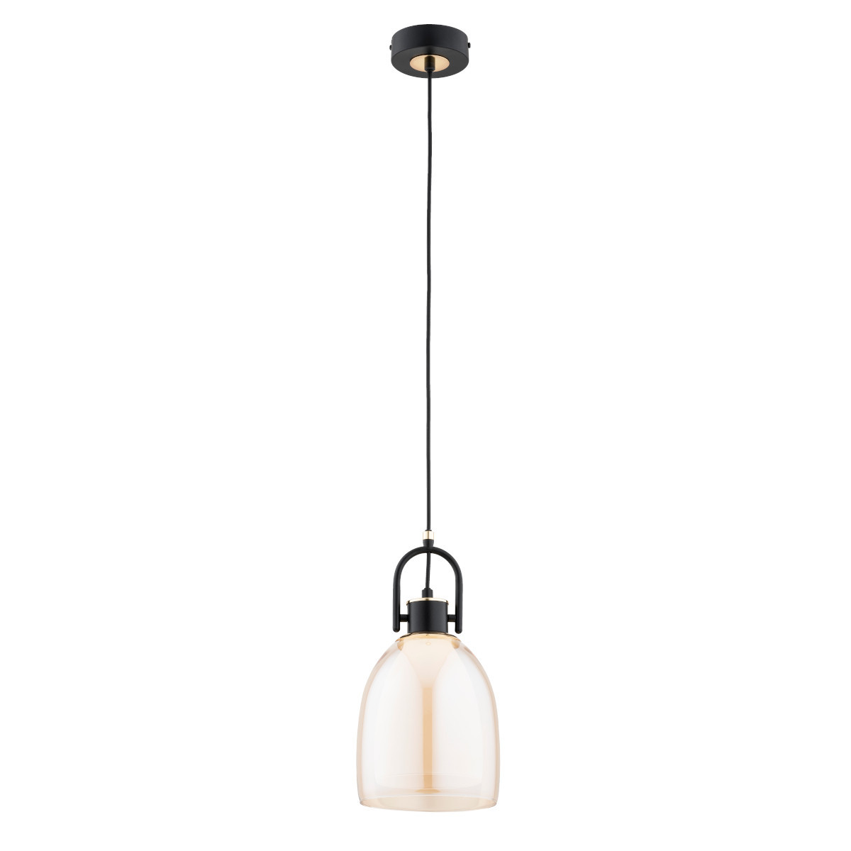 Lampa wisząca czarno-bursztynowy-złota SODA 1xE27x15W wym: 95x18x18 cm Alfa