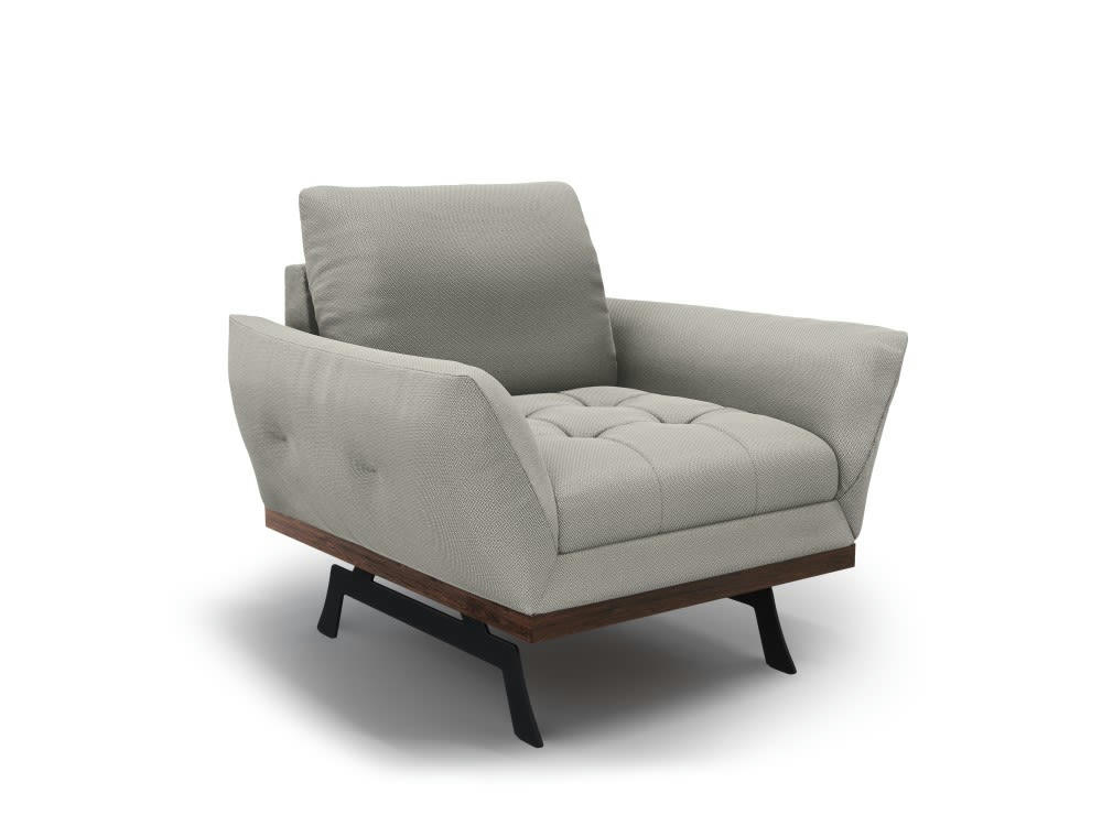 OLIVIER - Fauteuil 1 place en tissu structuré gris clair