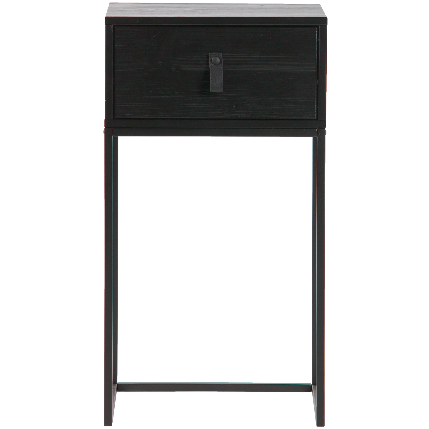 WOOOD nachtkastje met lade Zola - Grenen Geborsteld - Zwart - 74x40x35