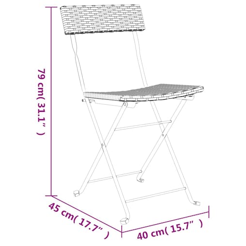NNEVL Folding Bistro Chairs 4 pcs Grey Poly Rattan and Steel