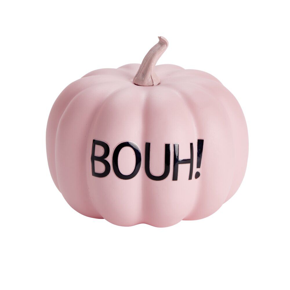 Citrouille décorative à poser pastel inscription BOUH! Ø9,4xH8cm (2 modèles)