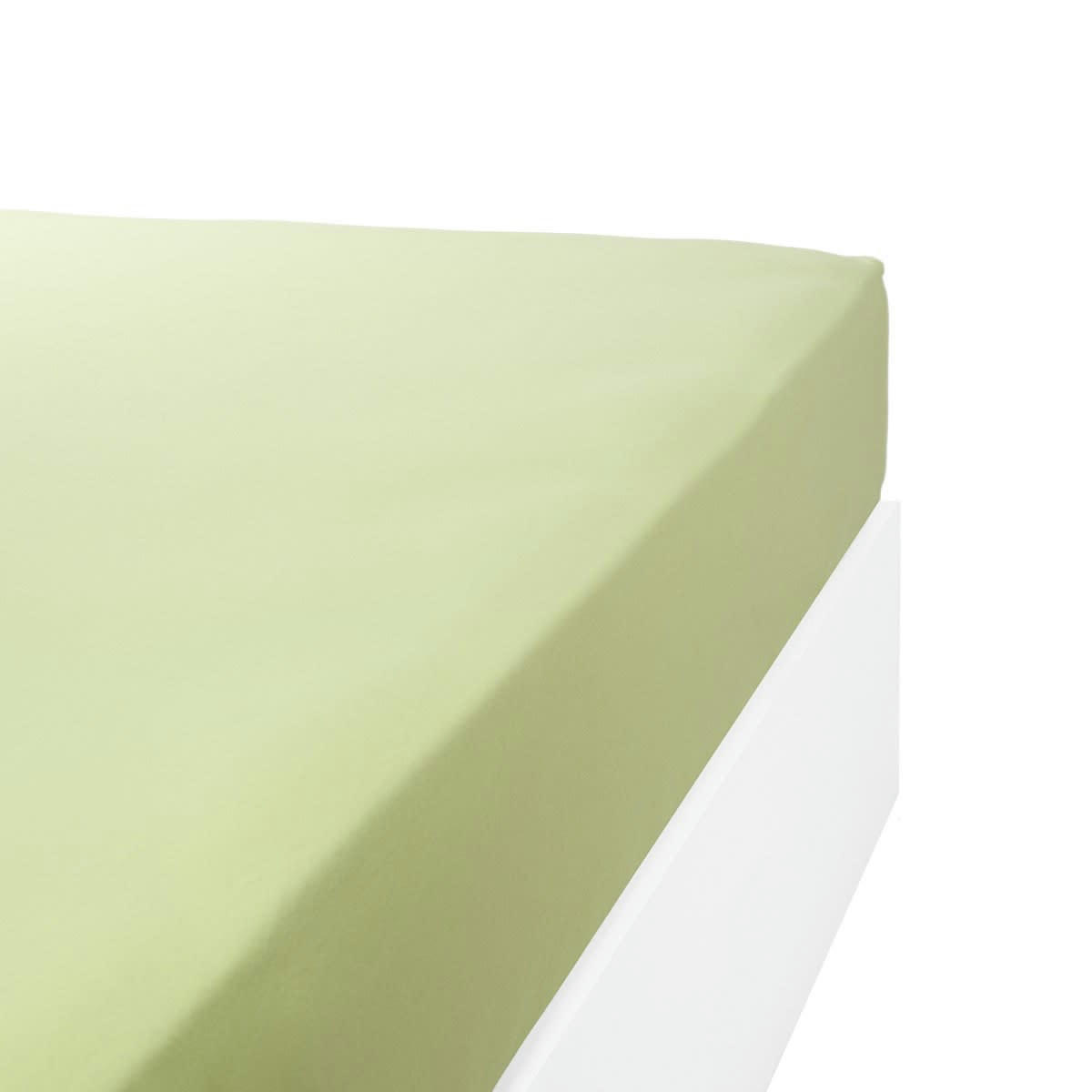 DRAP HOUSSE DOUCEUR ADULTE - Drap housse jersey extensible en coton vert anis 100x200 cm