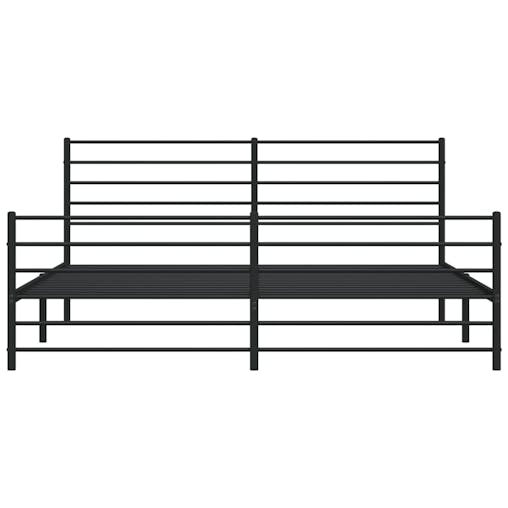NNEVL Metal Bed Frame with Headboard and Footboard Black 183x203 cm King