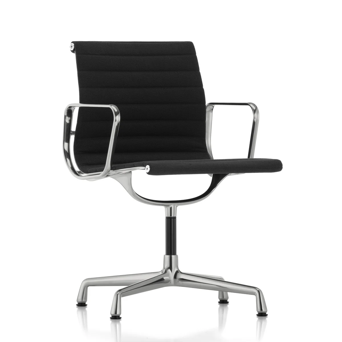 Vitra - EA 103 Stuhl beschichtet tiefschwarz mit Armlehnen, Hopsack nero (Filzgleiter)
