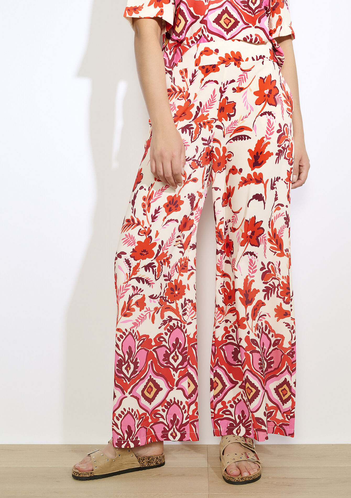 Bedrukte wide-leg broek