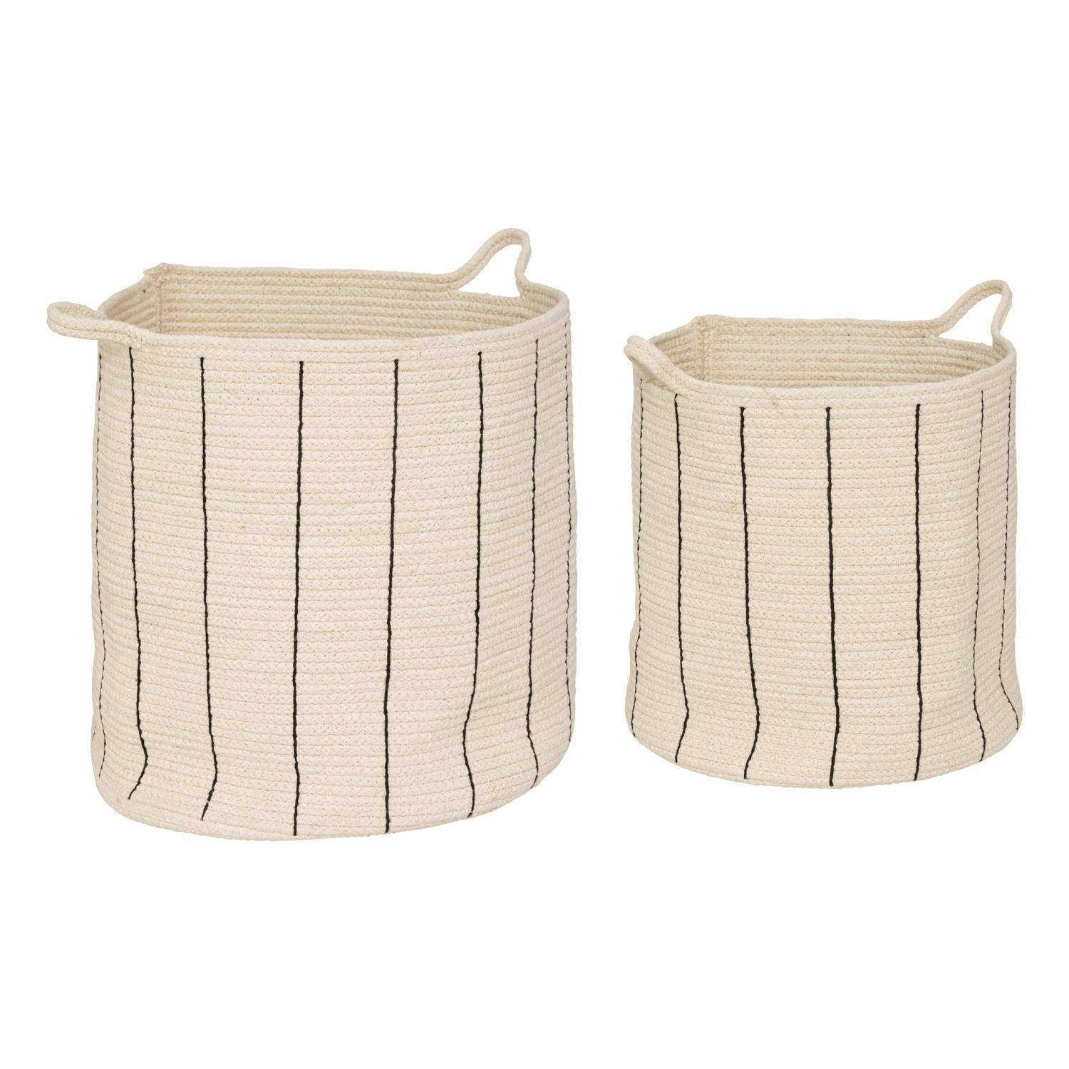 Kosze do przechowywania Cosy, bawełniane, w paski, 2 sztuki