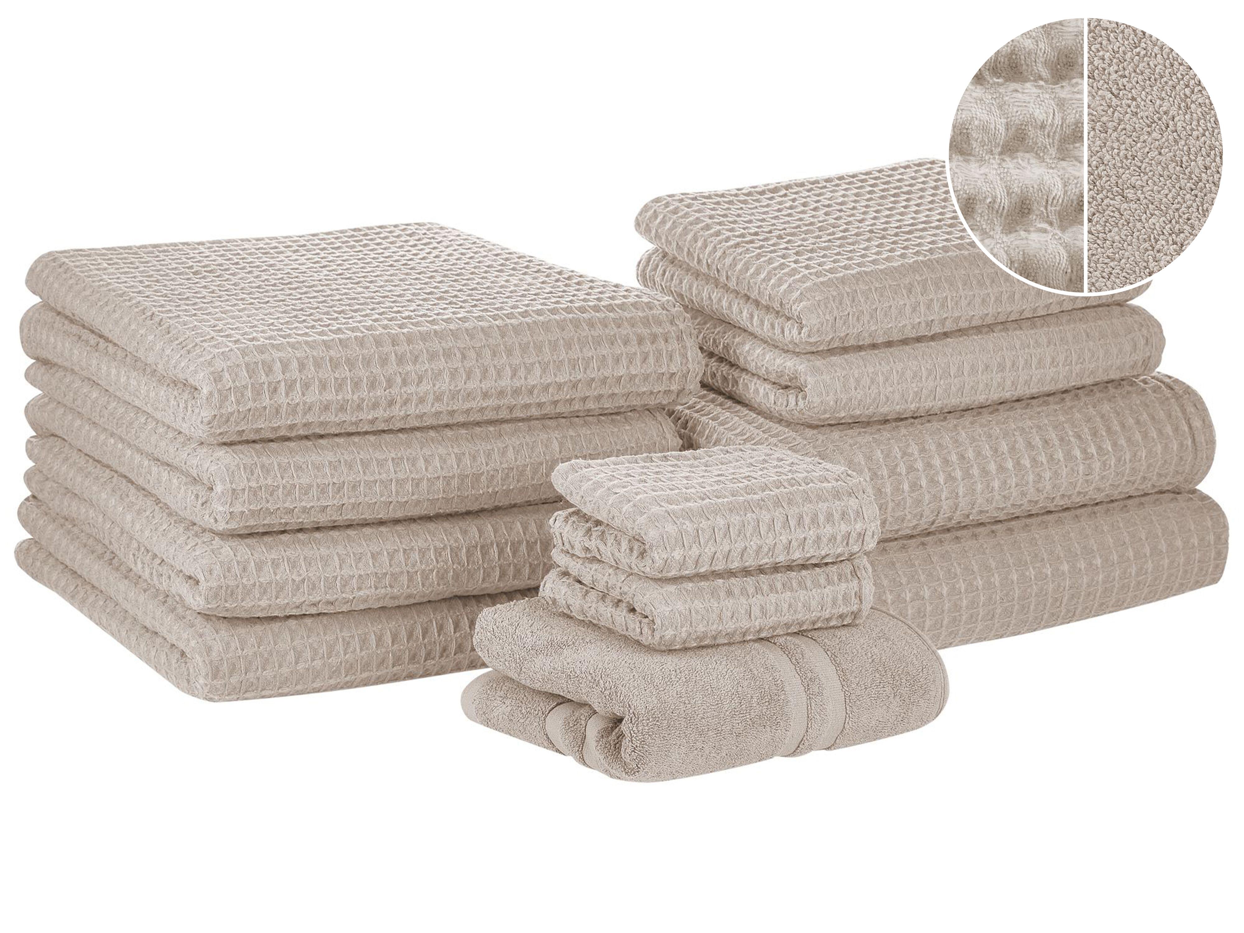 Set of 11 Towels AREORA Cotton Beige