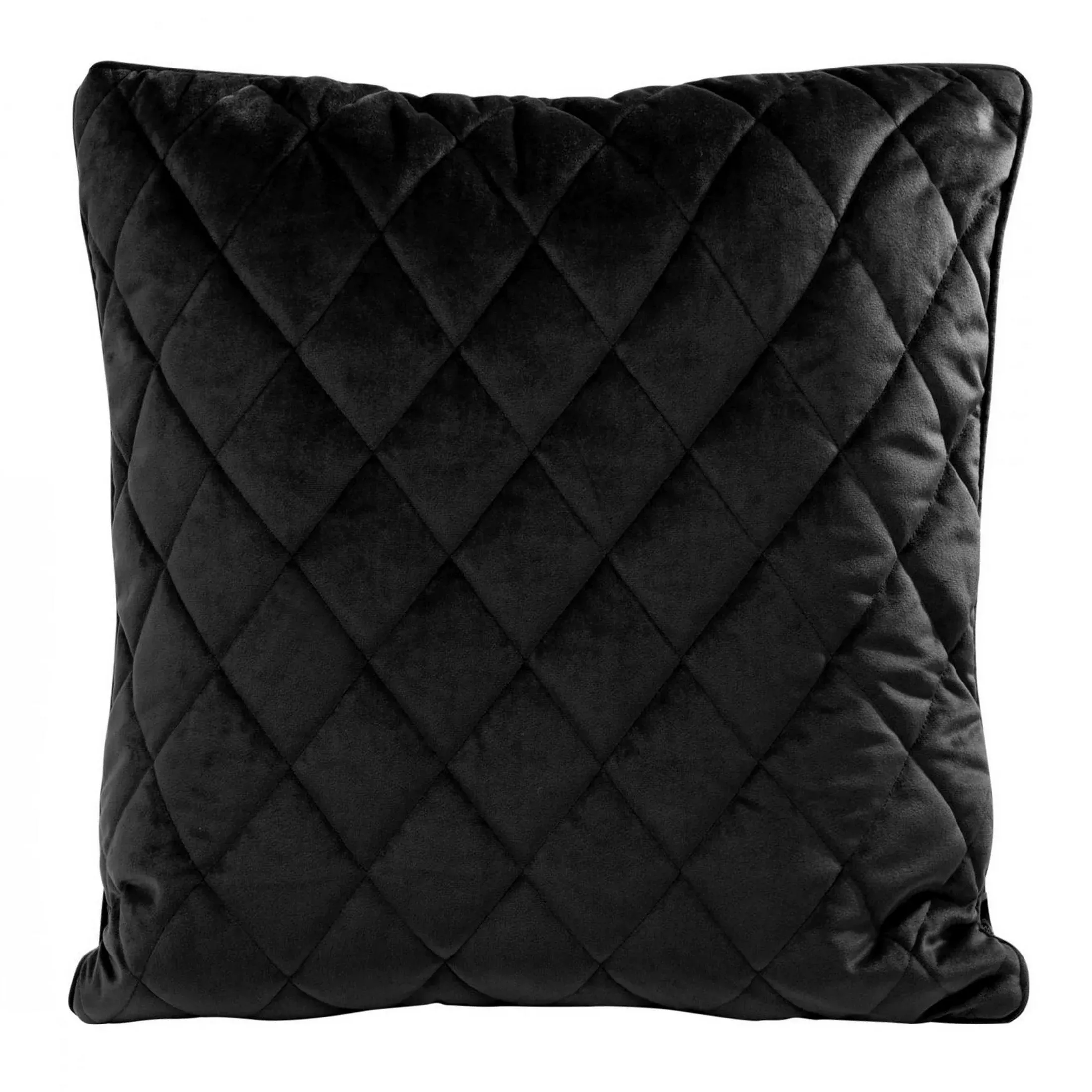 Poszewka na poduszkę 45x45 cm welwetowa, czarna pikowana we wzór karo z ozdobną wypustką VELVET 27 Eurofirany Premium