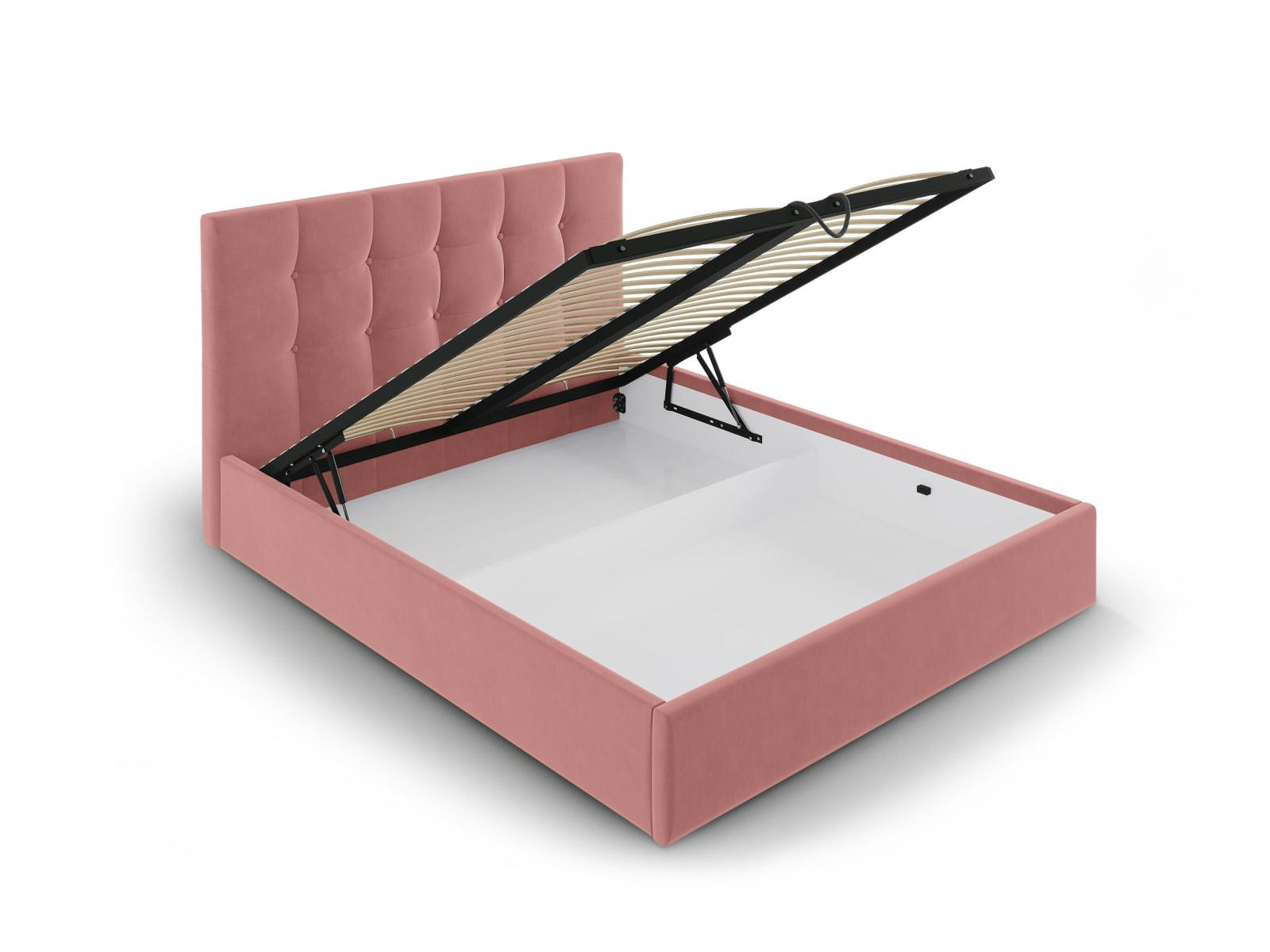 PHAEDRA - Lit coffre avec tête de lit 180x200 cm en velours rose