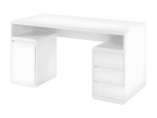 Bureau avec rangements SERGUEI - MDF laqué blanc