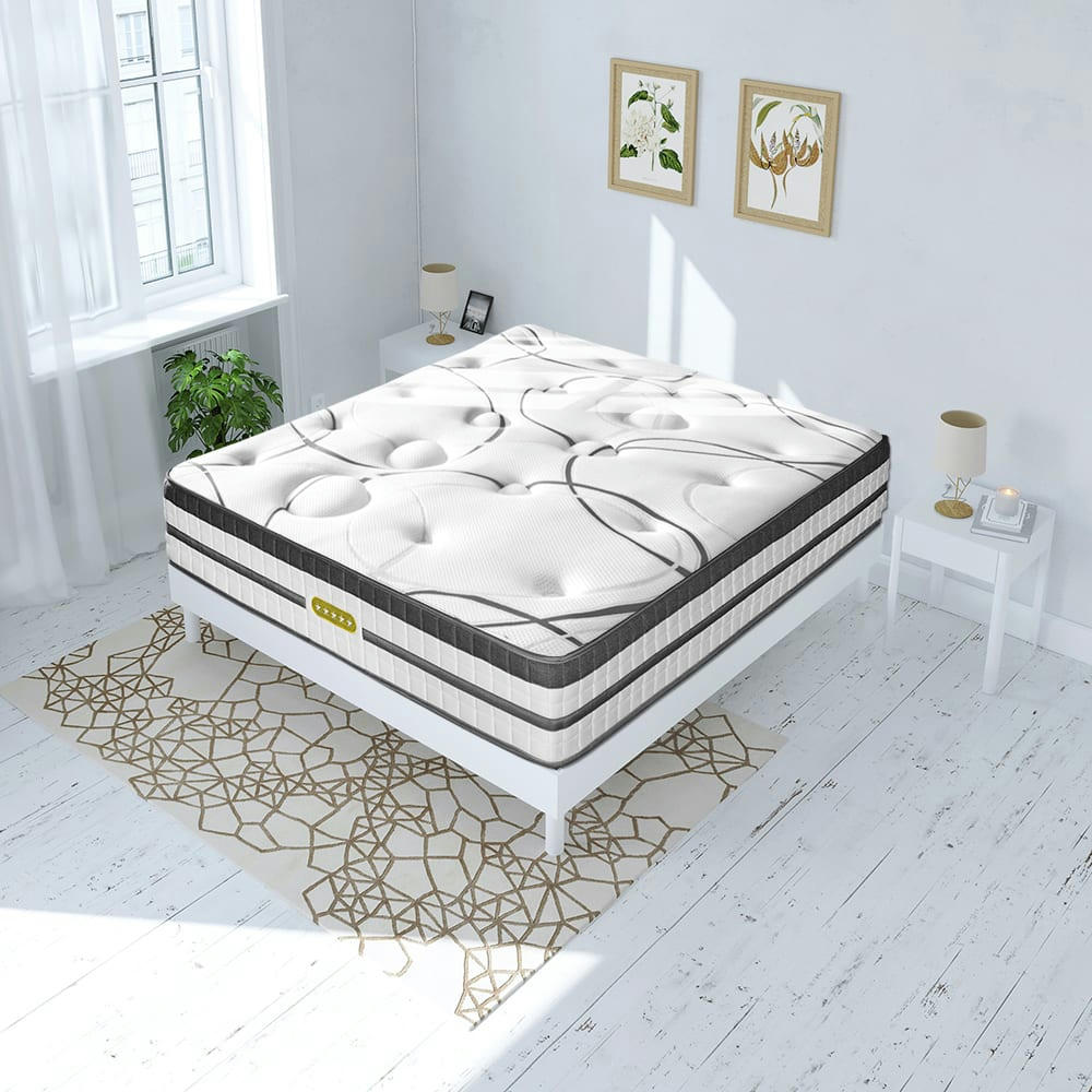 CONCORDE - Ensemble Matelas à Ressorts ensachés et sommier blanc 140x190