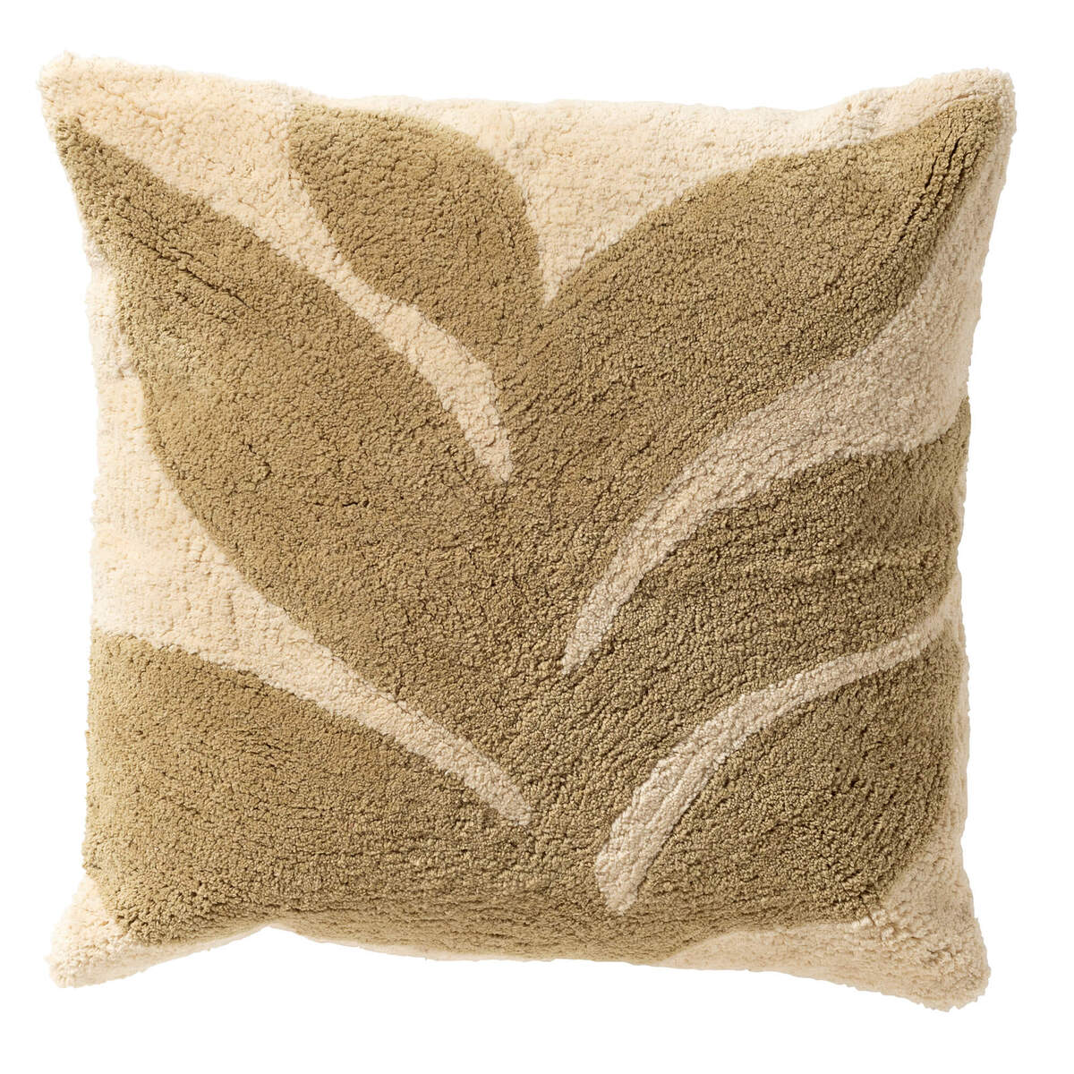 JUNA - sierkussen 45x45 cm - bladmotief - Sponge - groen