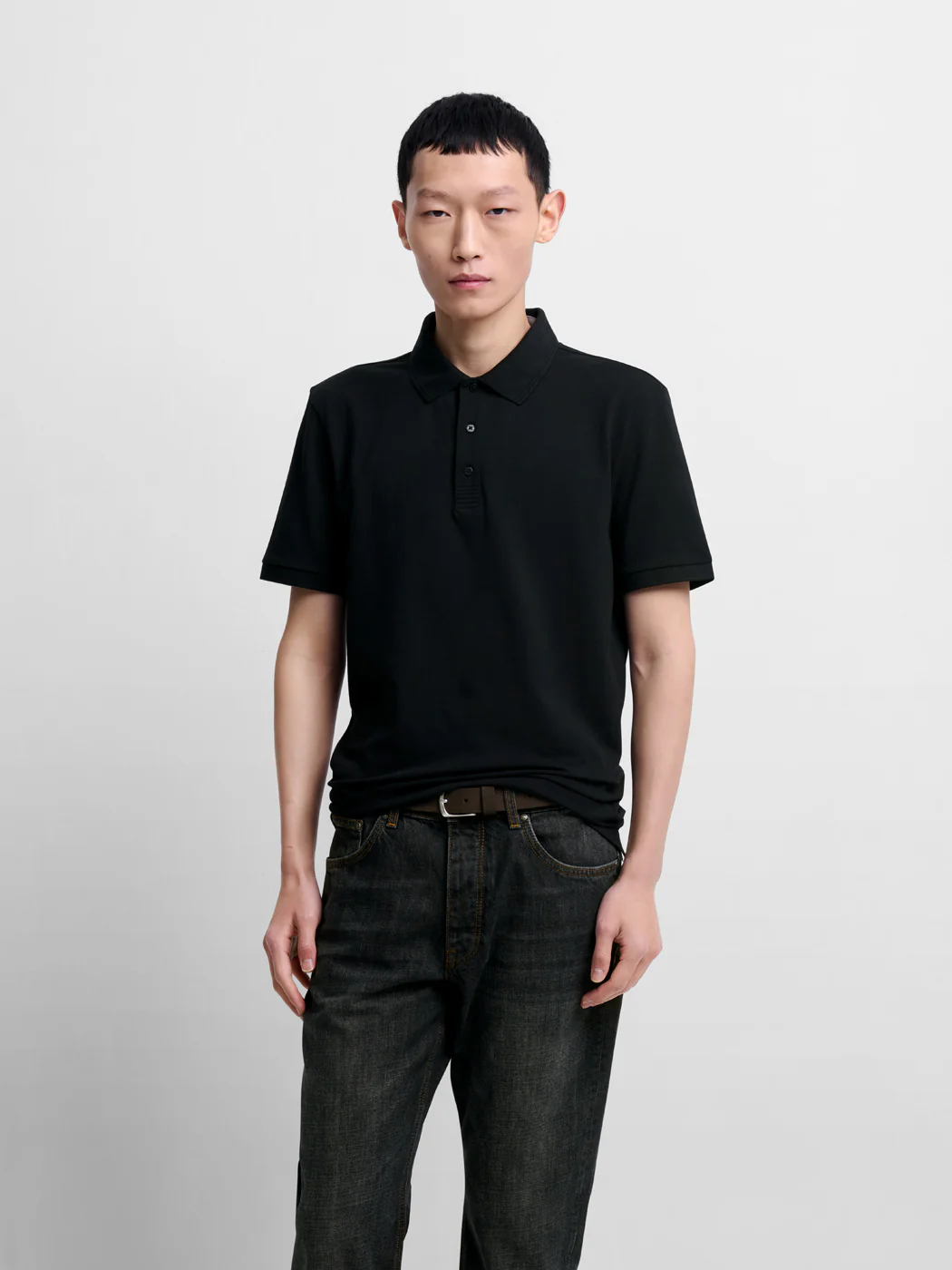 Polo col boutonné en coton