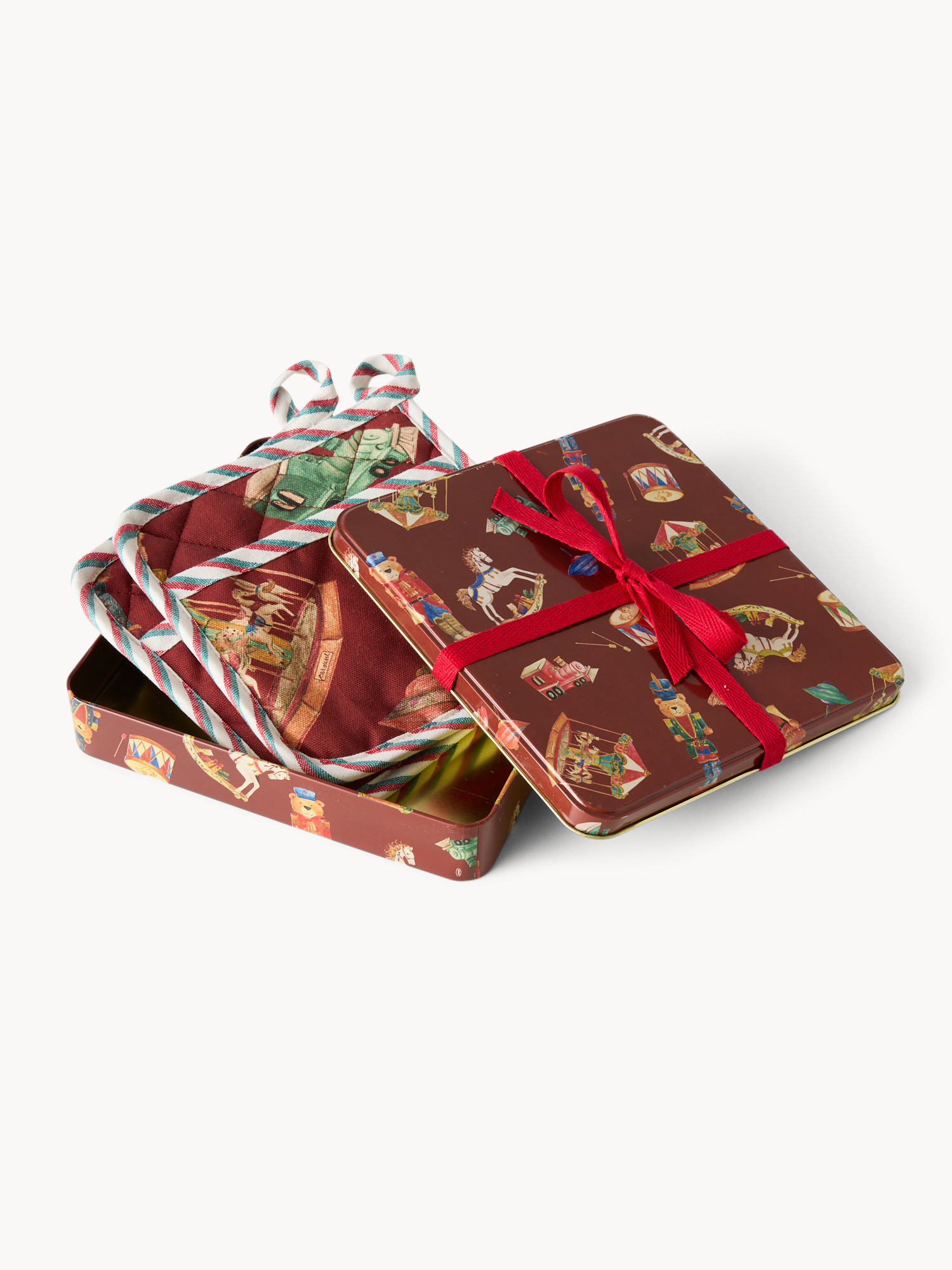 Scatola di latta regalo con set di 2 presine