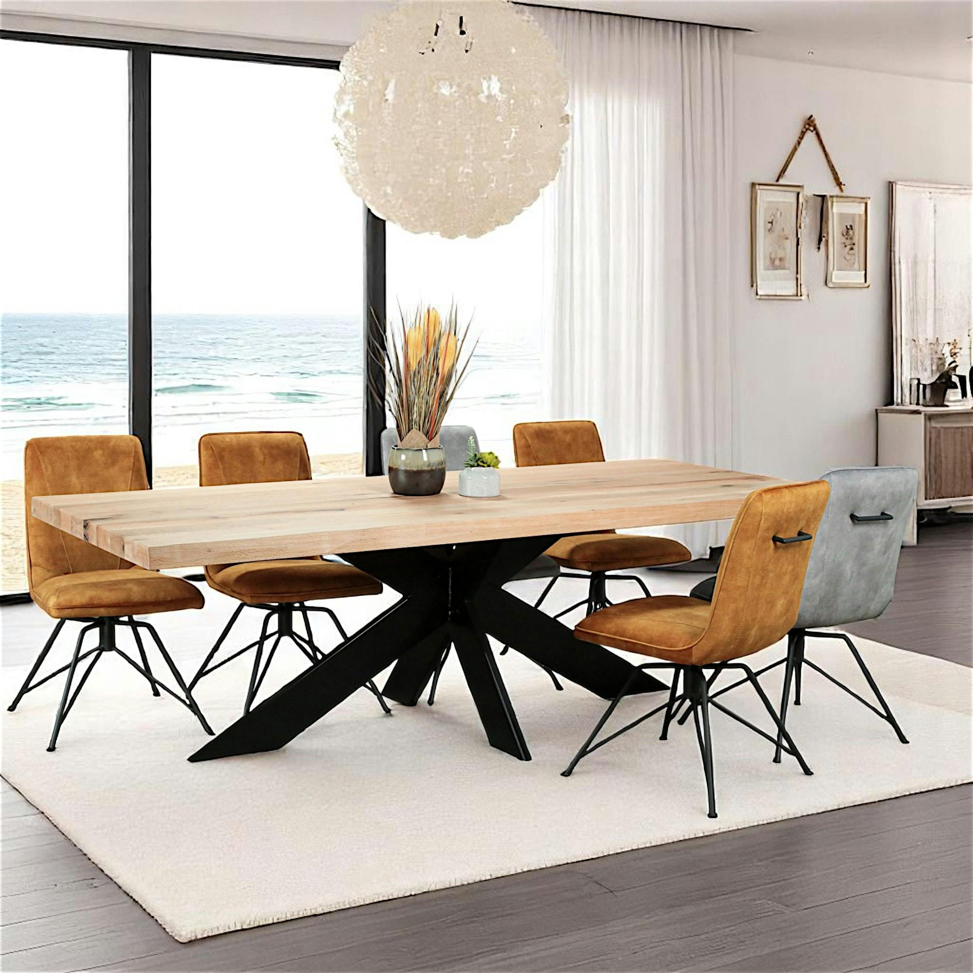 Table extensible en chêne blanc avec bords naturels 240 cm PALERME