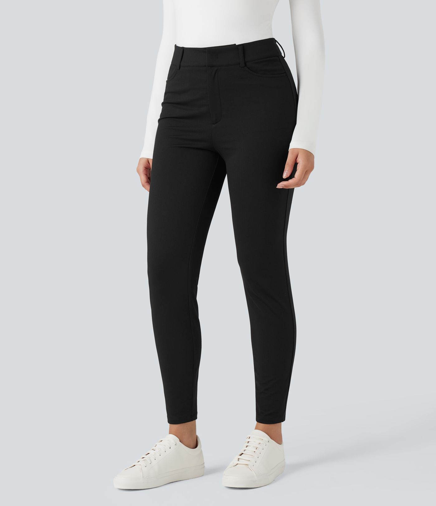 Pantalon tailleur Halara Flex™ skinny chevrons taille haute avec poches