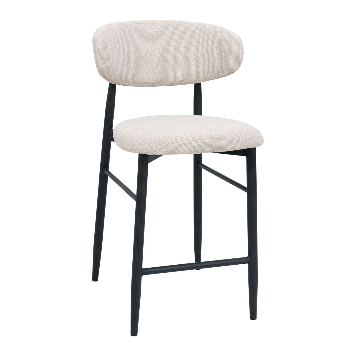 Giga Meubel Barstoel Alexia - Beige/Zwart - Zithoogte 65cm - Set van 2