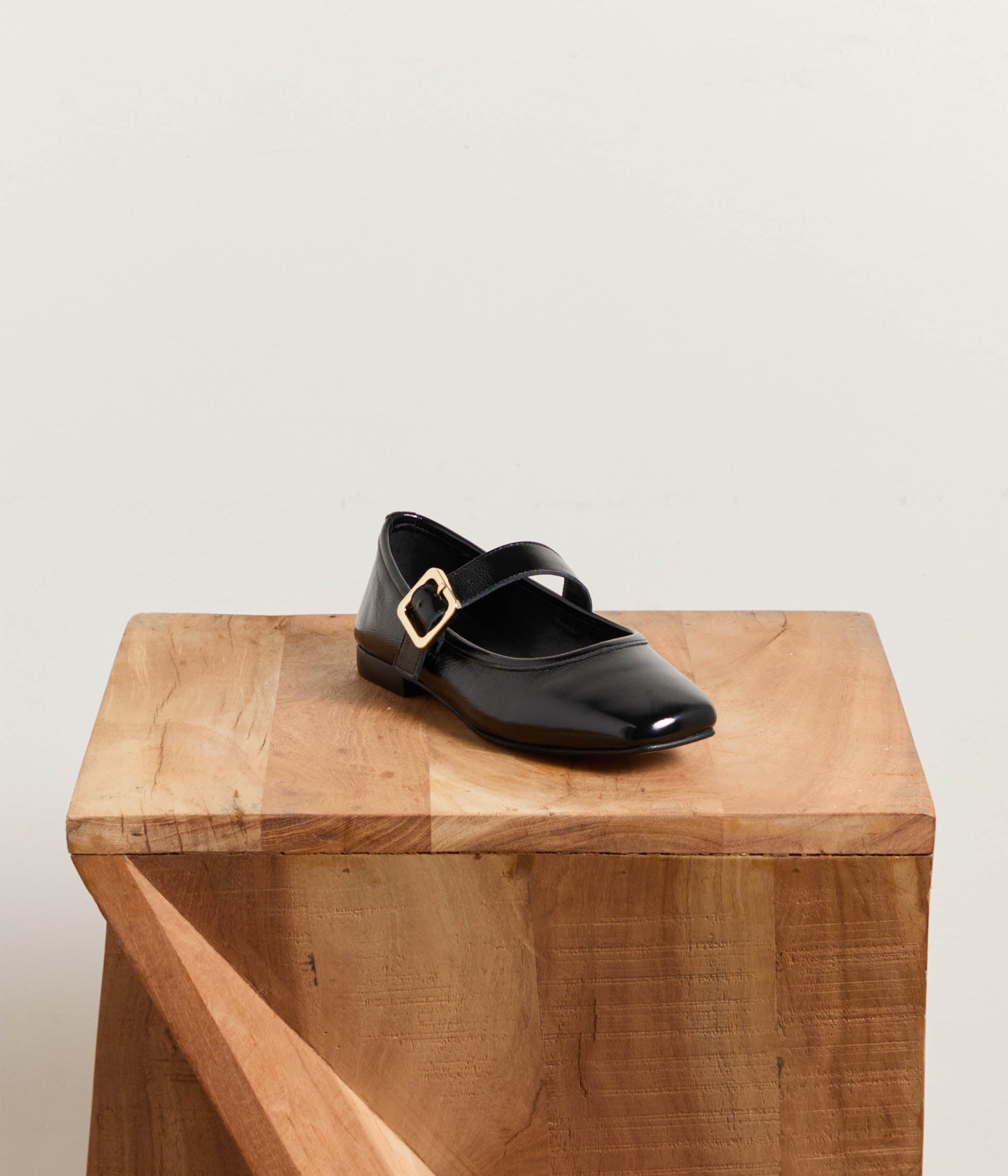 Babies en cuir noir Lily