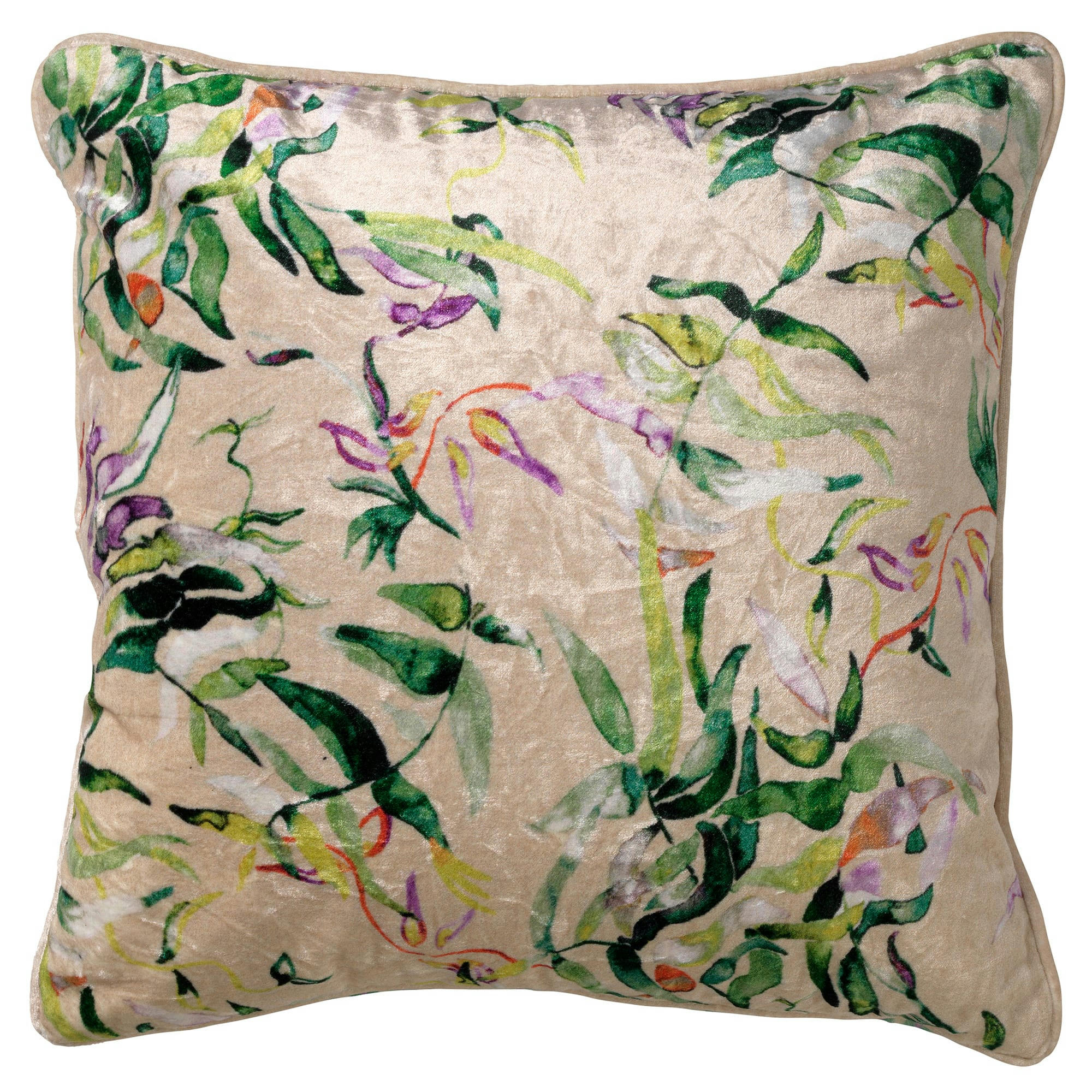 - Housse de coussin beige doux-45x45 cm avec motif fleuri