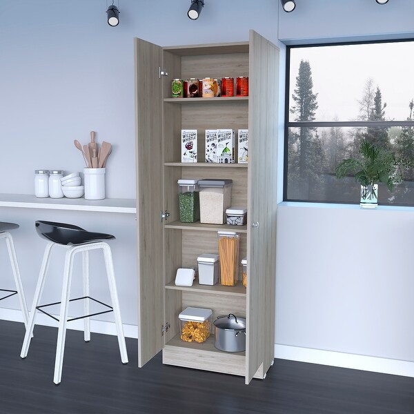 FM Furniture Virginia Double Door Storage Cabinet, Five Shelves