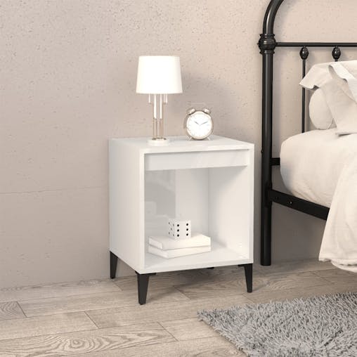 NNEVL Bedside Cabinet High Gloss White 40x35x50 cm