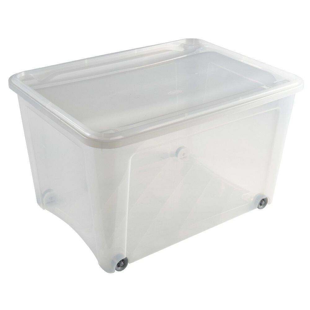 Box de rangement à roulettes transparent 140L