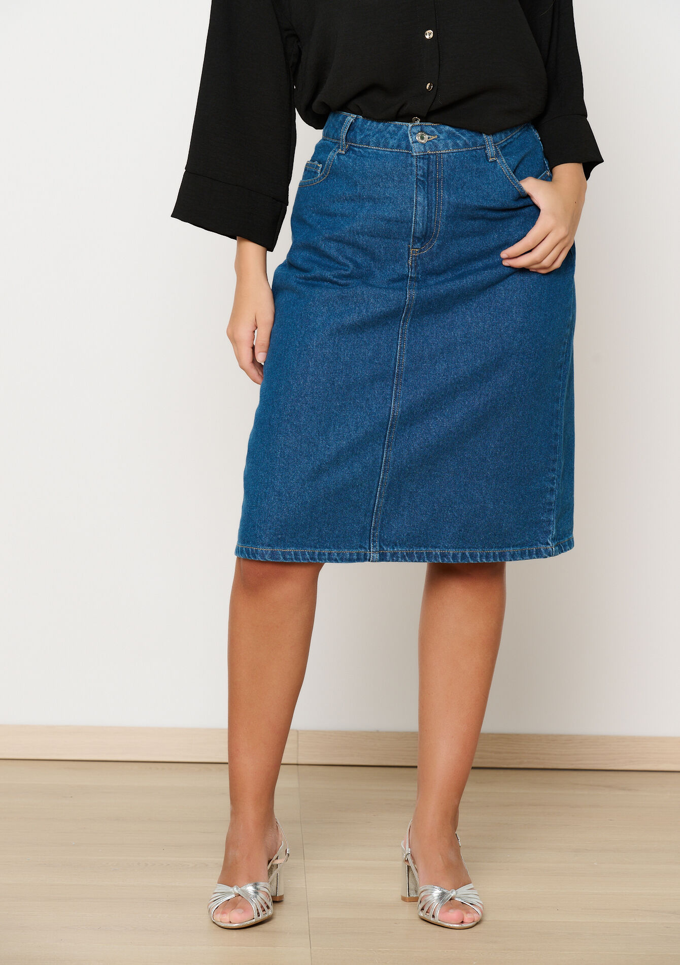 Midi denimrok