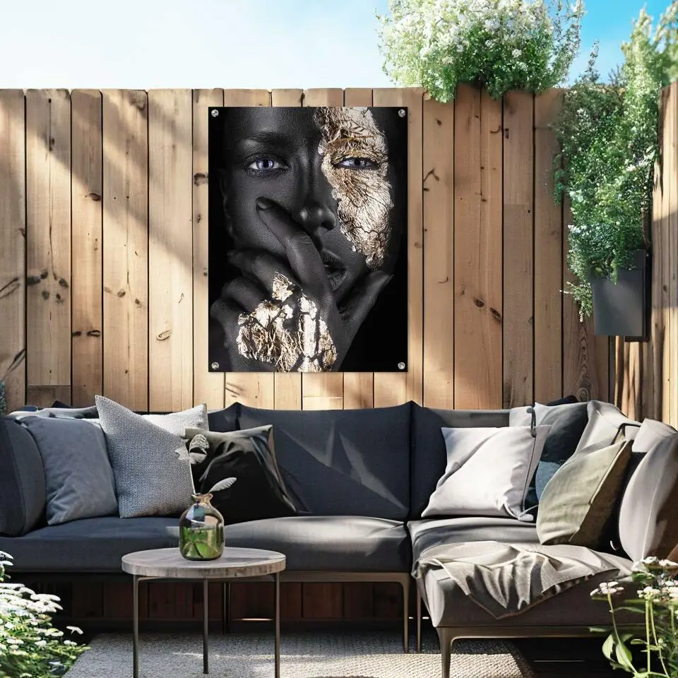 Tuinposter Gouden hand - 80 x 60 - Goudkleurig