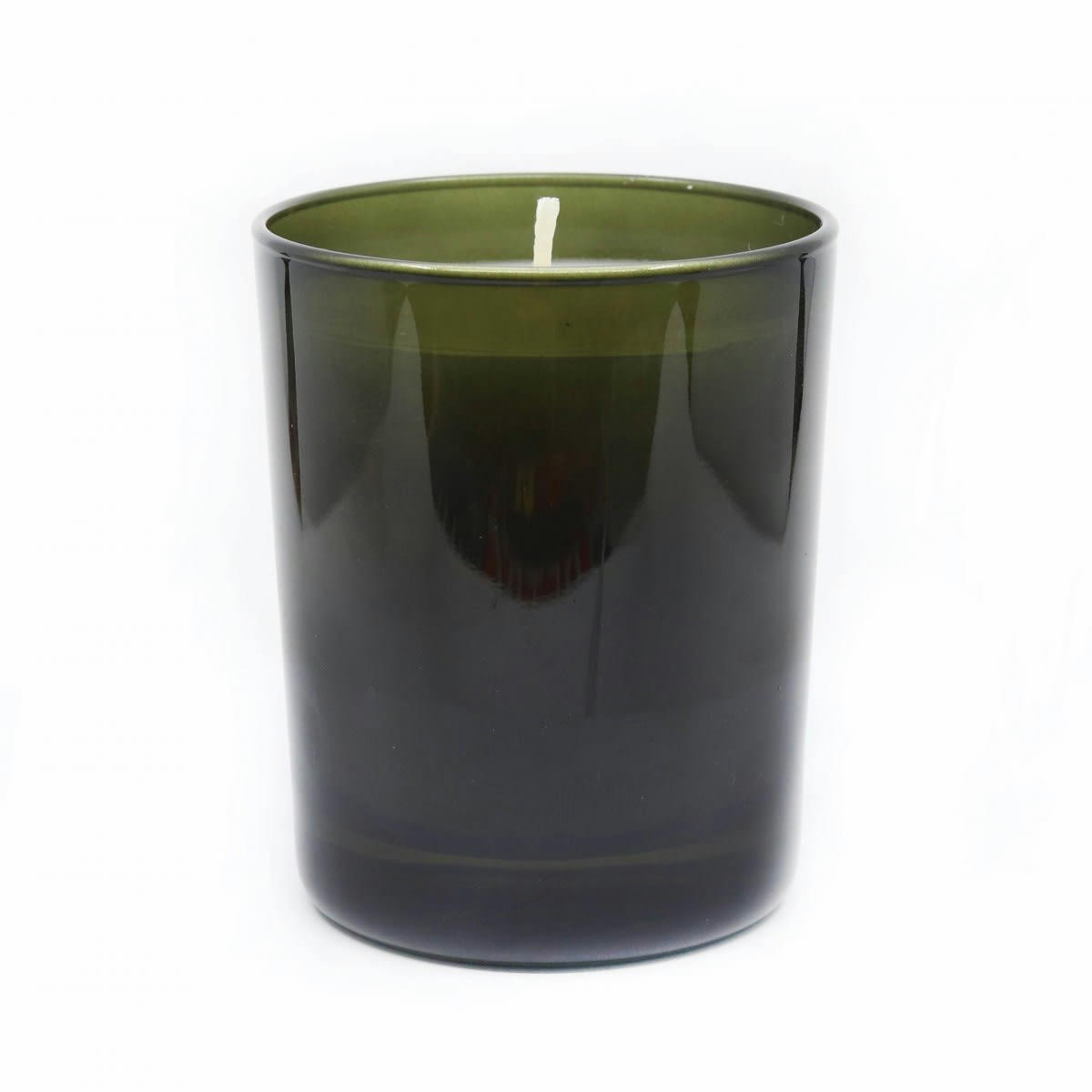 - Bougie en verre vert olive 9 cm