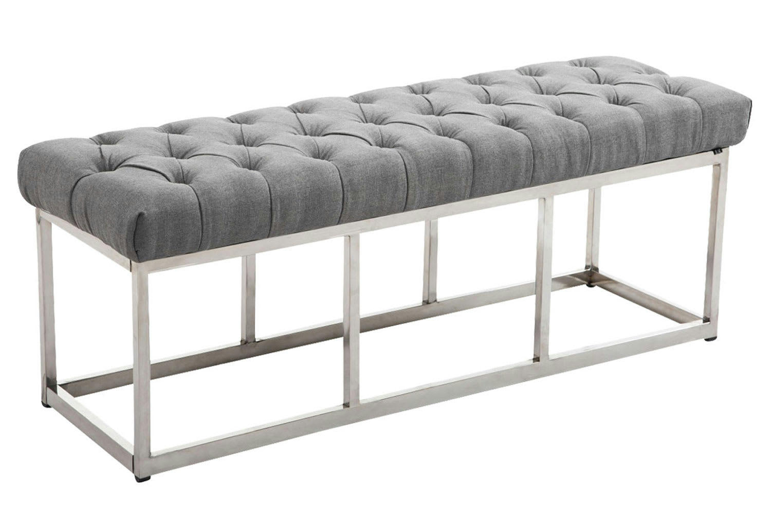 AMUN - Banquette avec pieds en métal assise en tissu Gris