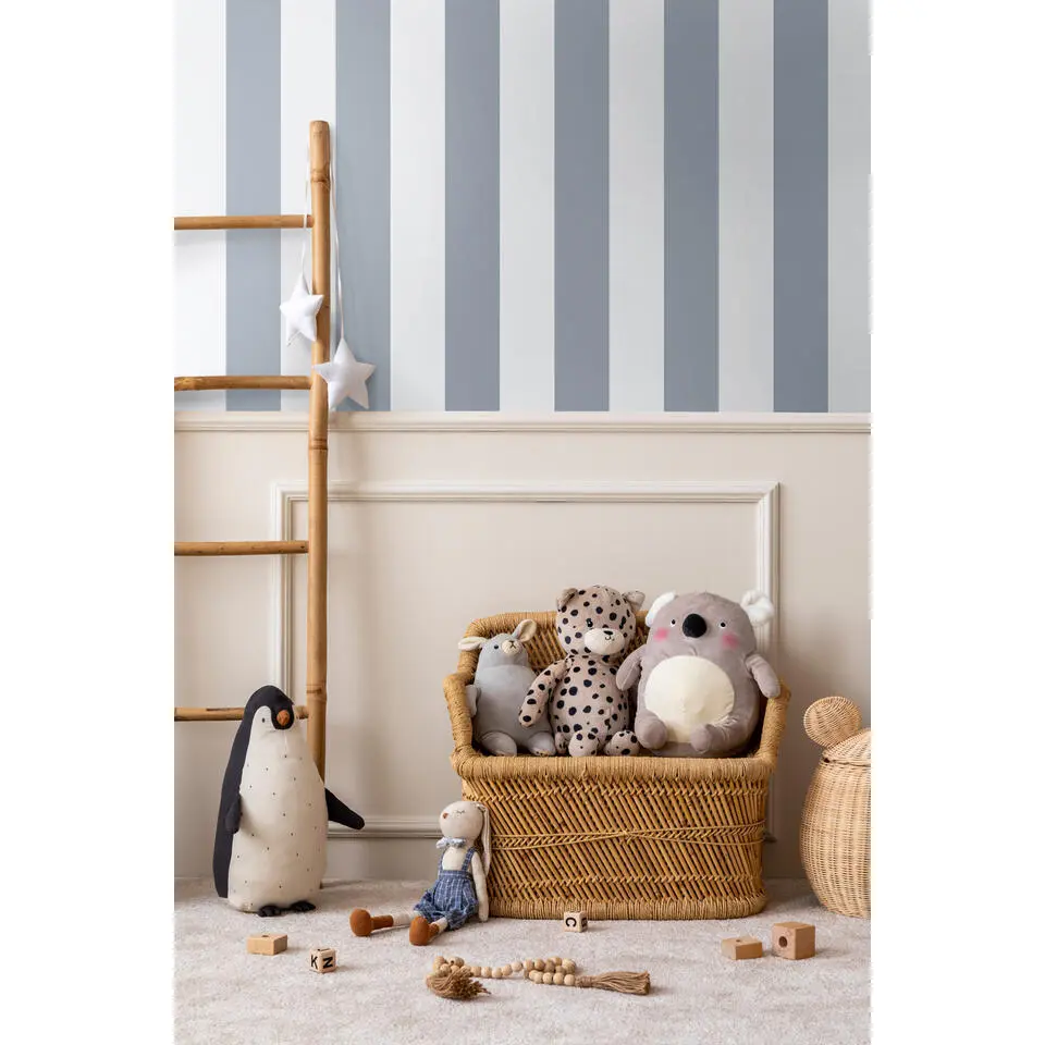 Sanders & Sanders behang strepen vergrijsd blauw en wit - 53 cm x 10.05 m