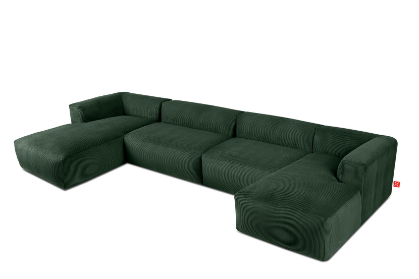 KONSIMO BUFFO Duży Narożnik modułowy, ciemnozielony, kształt U, Boho