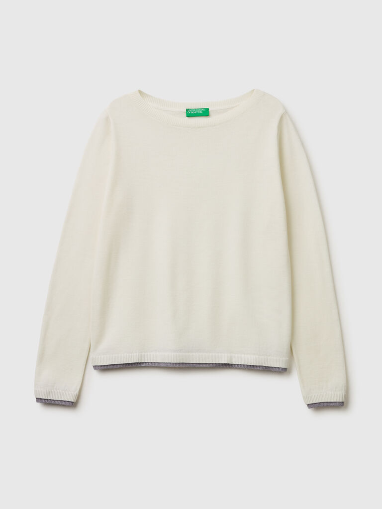 100% Merino wool boat neck sweater