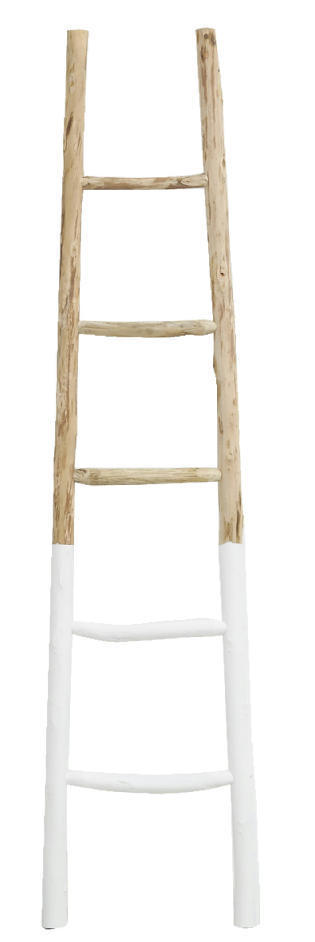- Echelle en bois naturel et blanc