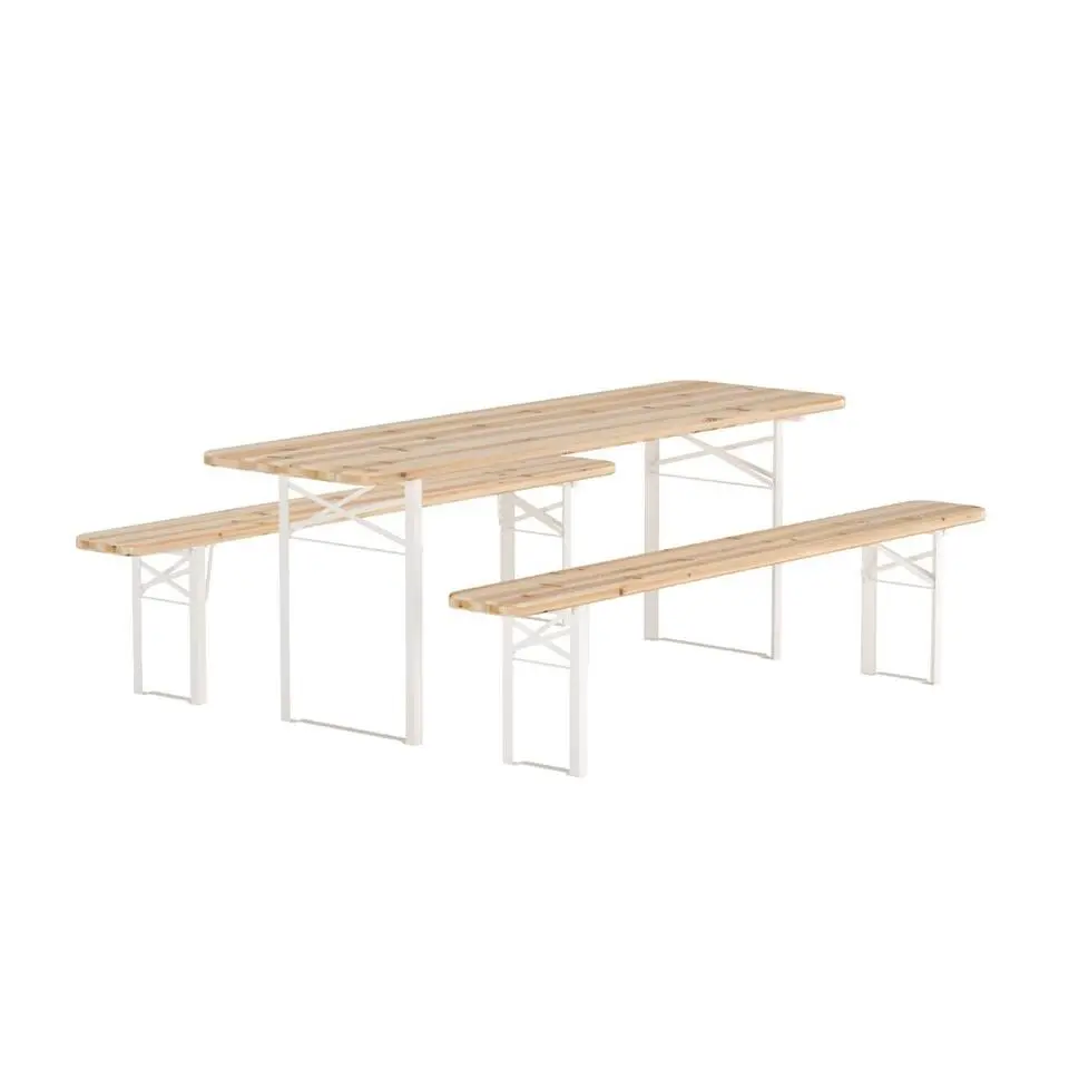 Hioshop Guiness tuinmeubelset tafel- bankenset natuur