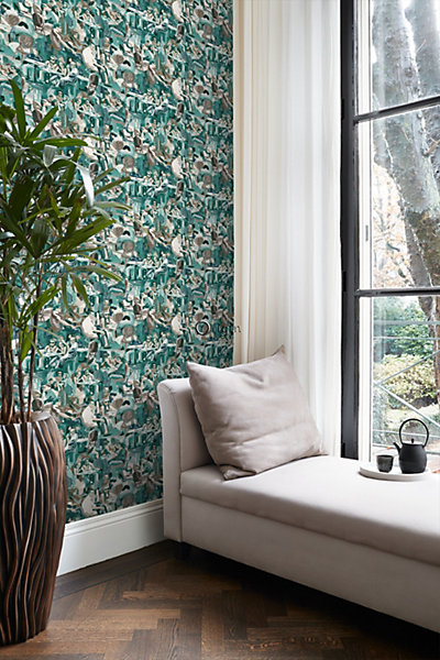 Origin Wallcoverings papier peint motif figurativ vert émeraude 53 cm x 10.05 m