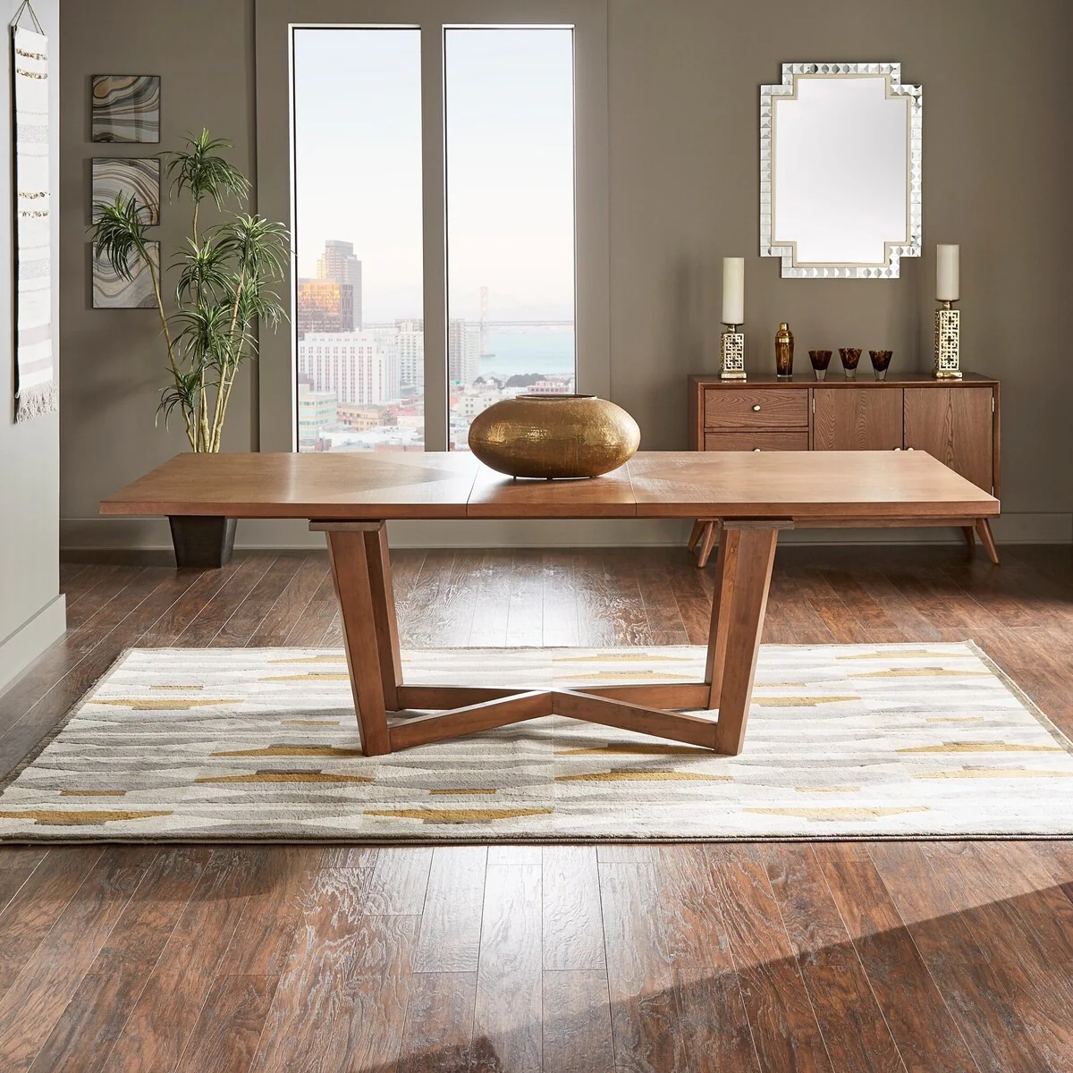 Connie Mid-Century Extending Wood Dining Table by iNSPIRE Q Modern - Walnut
