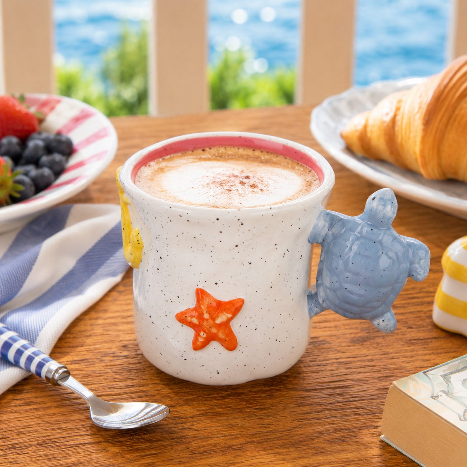 Tazza 490 ml manico tartaruga ceramica