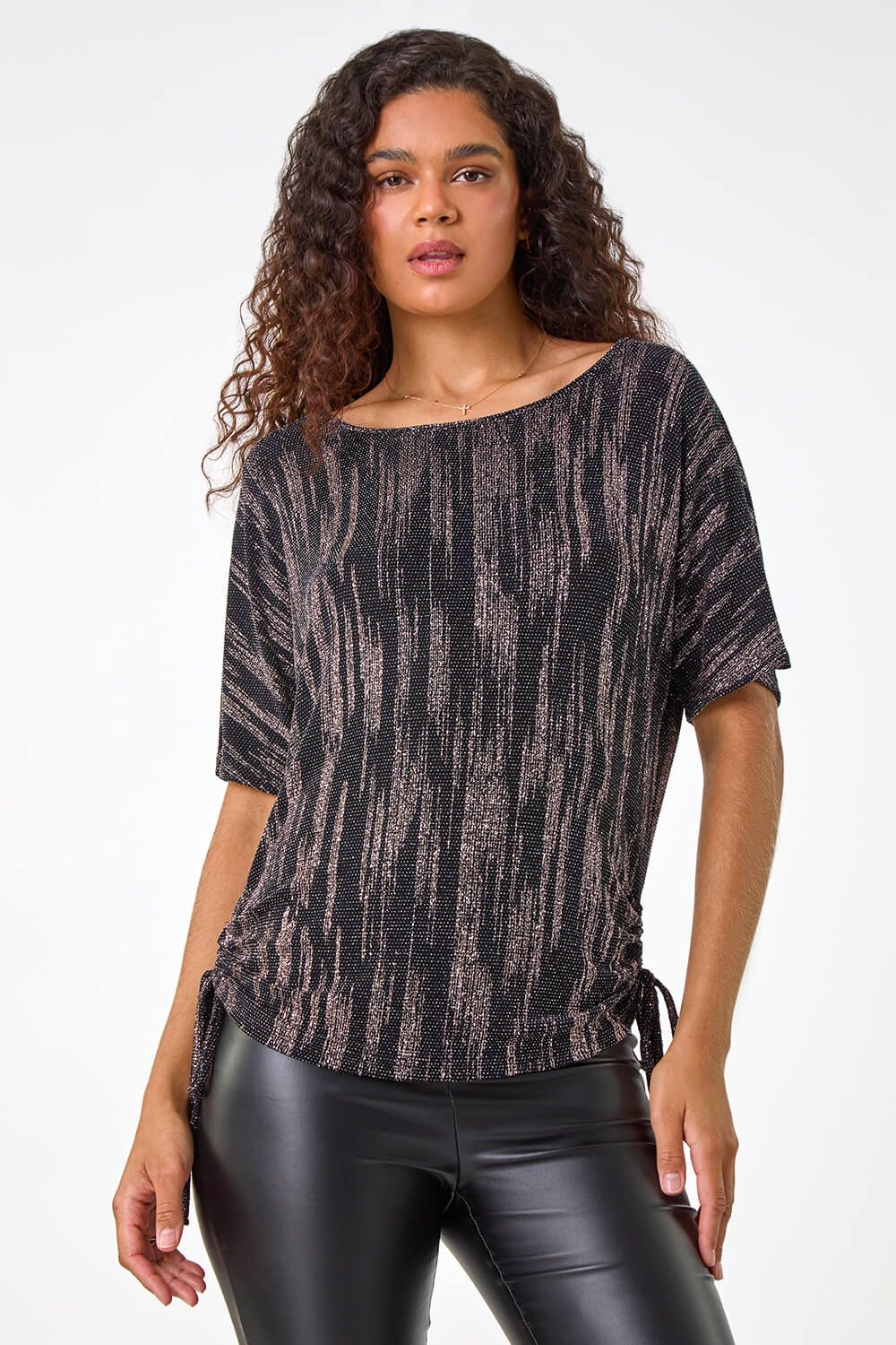Roman Glitter Round Neck Top
