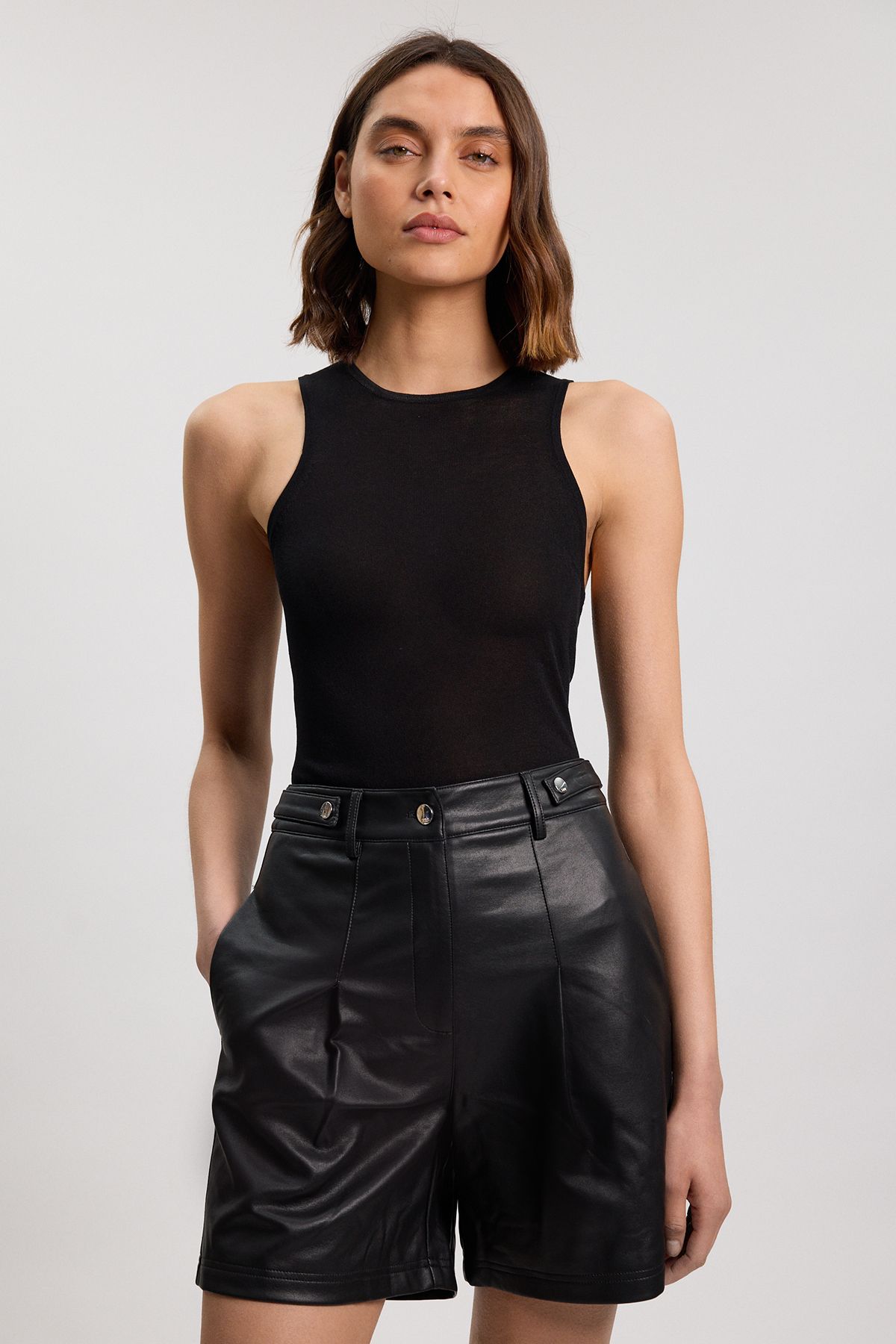 KarenMillen Faux Leather City Short