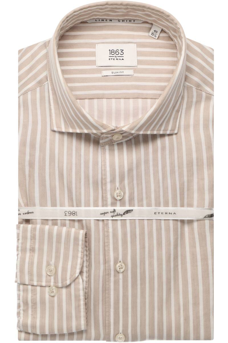 ETERNA 1863 Slim Fit Leinenhemd champagner, Gestreift