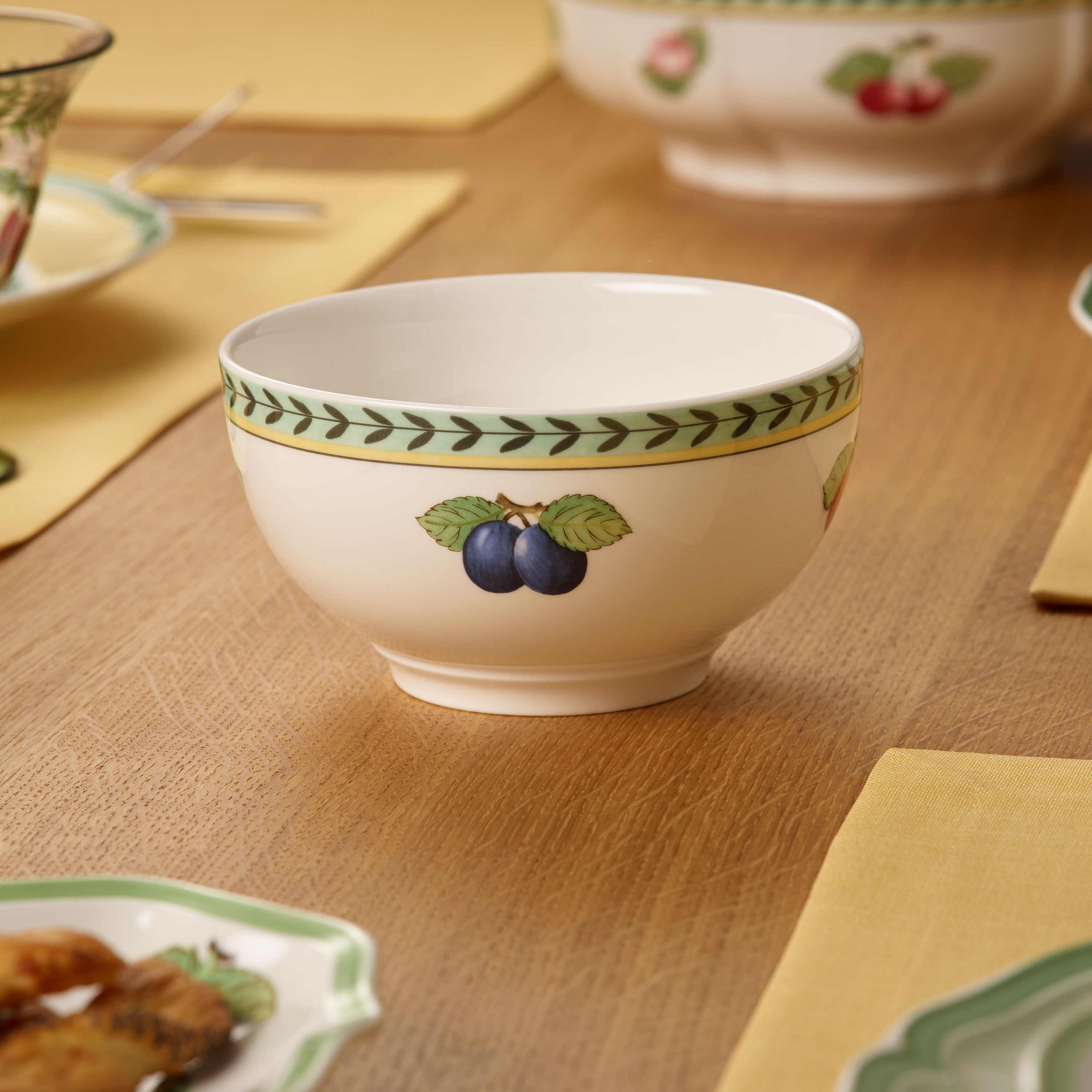 French Garden Appetizer/ Dessert Bowl - Multi-colored, 15.9 oz, Premium Porcelain
