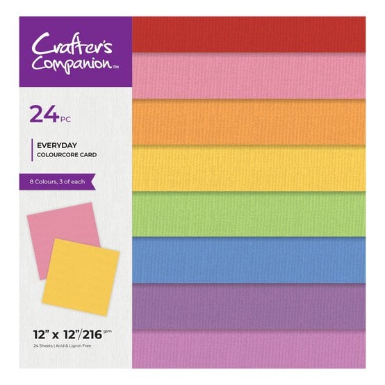 Crafter’s Companion Bright ColourCore Card 12 x 12 Inches 24 Pack